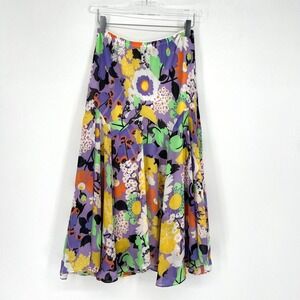 Bob Mackie Skirt Womens S Floral Hippie Boho Peasant Purple Maximalist